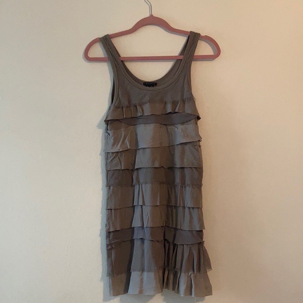 THEORY TIERED RUFFLE MINI DRESS